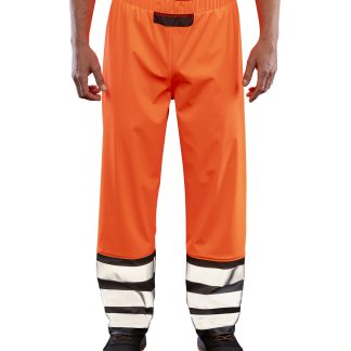 Heavy-duty prism PU safe and dry trousers with recycled backing in Fluorescent Orange/Black - North Print Workwear