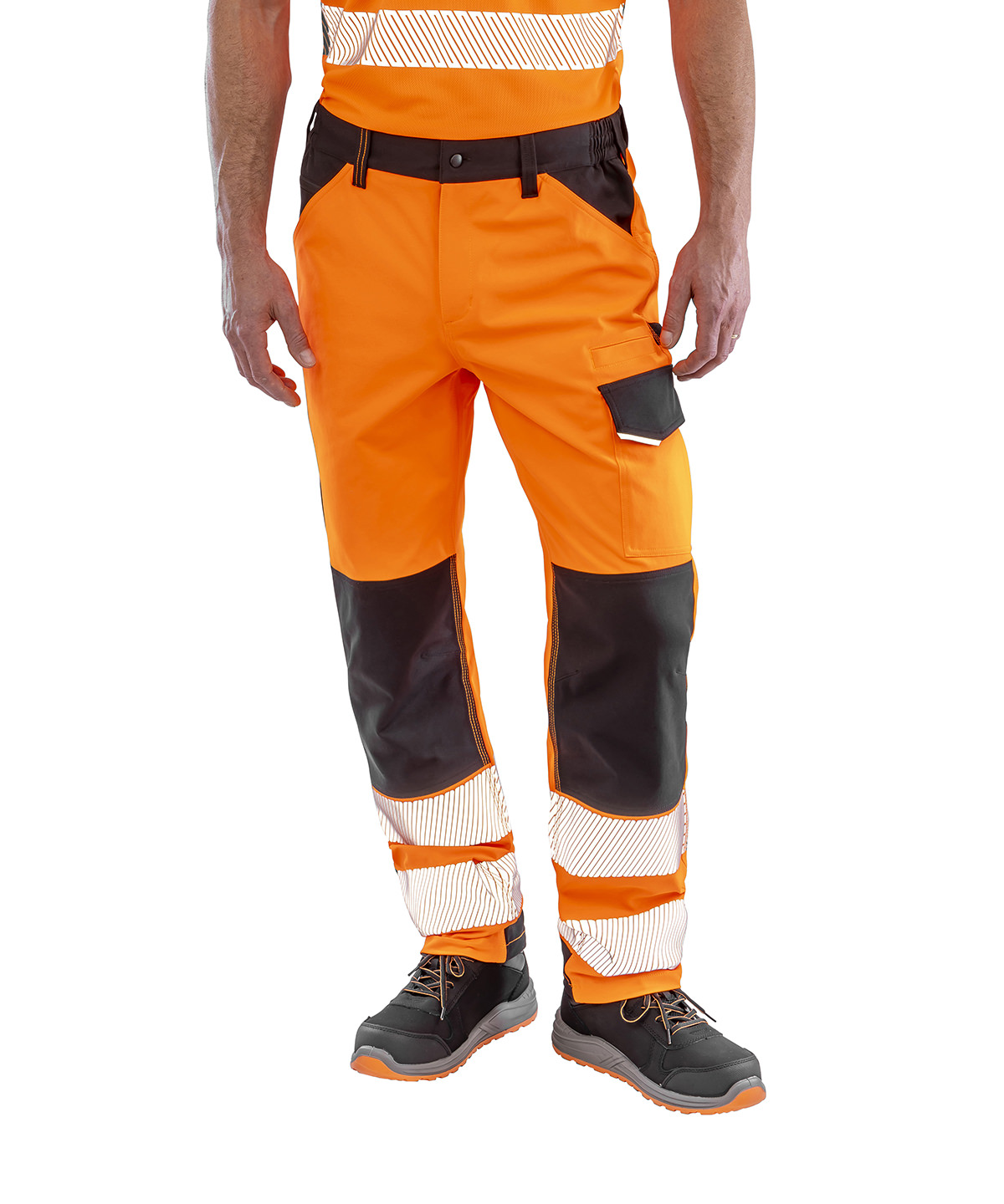 Safe-Guard recycled dynamic stretch safety trousers in Fluorescent Orange - North Print Workwear