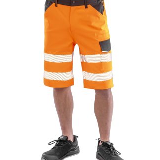 Safe-Guard recycled dynamic stretch safety shorts in Fluorescent Orange - North Print Workwear