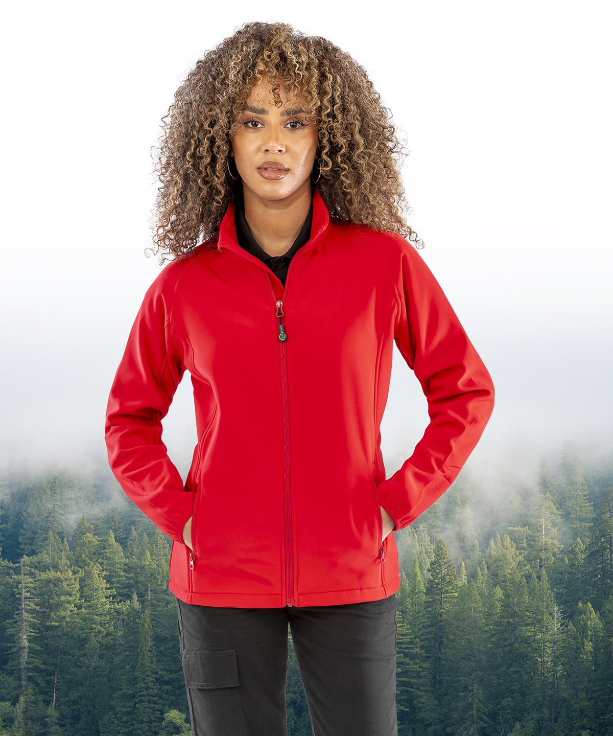Women's recycled 2-layer printable softshell jacket in Black - North Print Workwear