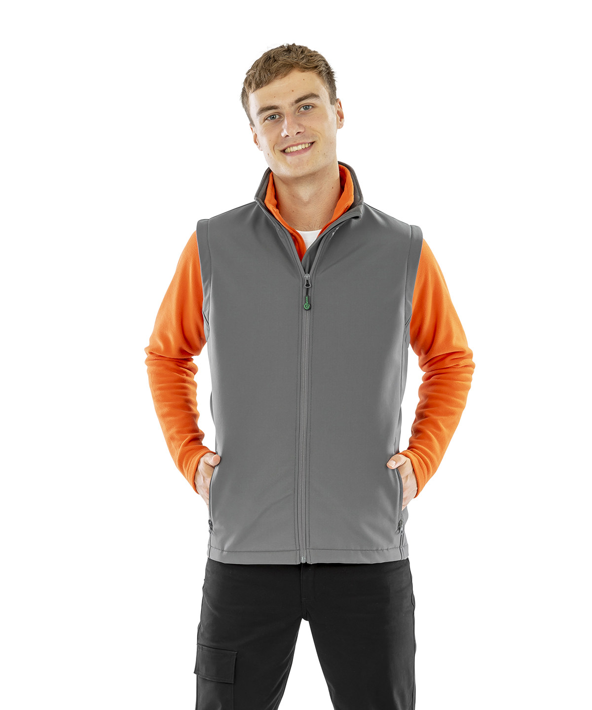 Men's recycled 2-layer printable softshell bodywarmer in Black - North Print Workwear