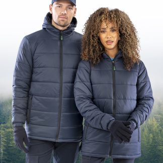 Recycled hooded padded parka in Black - North Print Workwear