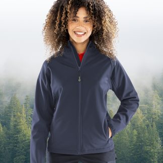 Women’s recycled 3-layer printable hooded softshell in Black - North Print Workwear