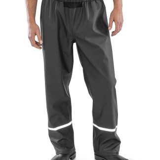 Prism PU waterproof trousers with reflective bands and recycled backing in Black - North Print Workwear