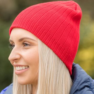 Cotton knitted beanie hat in Black - North Print Workwear