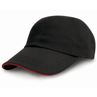 Heavy cotton drill pro-style with sandwich peak in Black/Red - North Print Workwear
