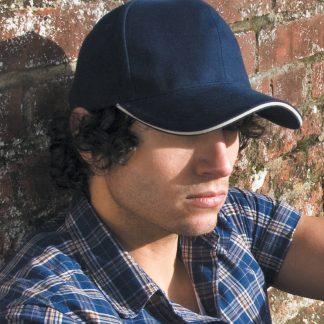 Pro-style heavy cotton cap with sandwich peak in Black/Red - North Print Workwear