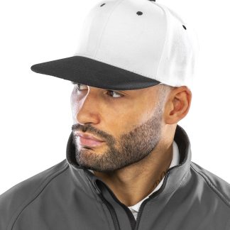 Bronx original flat peak snapback dual colour cap in Black/Azure - North Print Workwear
