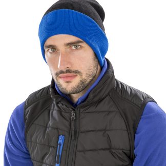 Recycled compass beanie in Black/Grey - North Print Workwear