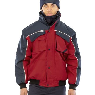 Work-Guard zip sleeve heavy-duty pilot jacket in Grey/Black - North Print Workwear