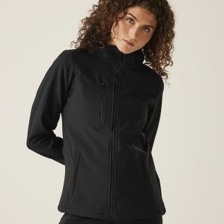 Women's venturer 3-layer hooded softshell jacket in Black - North Print Workwear
