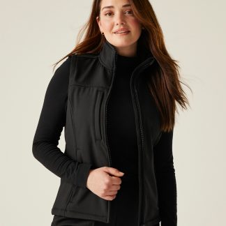 Women's Flux softshell bodywarmer in All Black - North Print Workwear