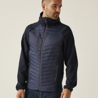 Navigate hybrid hooded jacket in Black/Classic Red - North Print Workwear