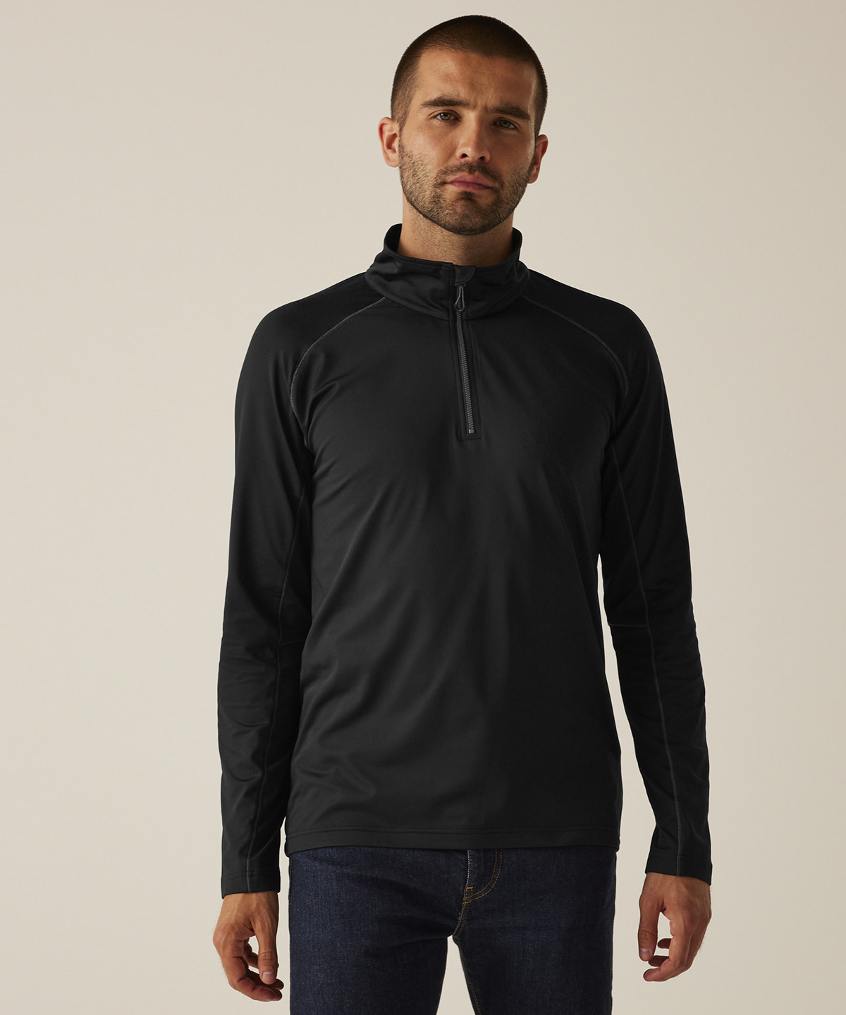 Core stretch half-zip mid-layer in Black - North Print Workwear
