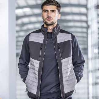 E-Volve unisex thermal hybrid bodywarmer in Ash/Black - North Print Workwear