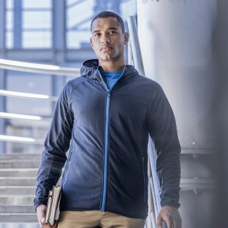 Navigate full zip-fleece in Black/Classic Red - North Print Workwear