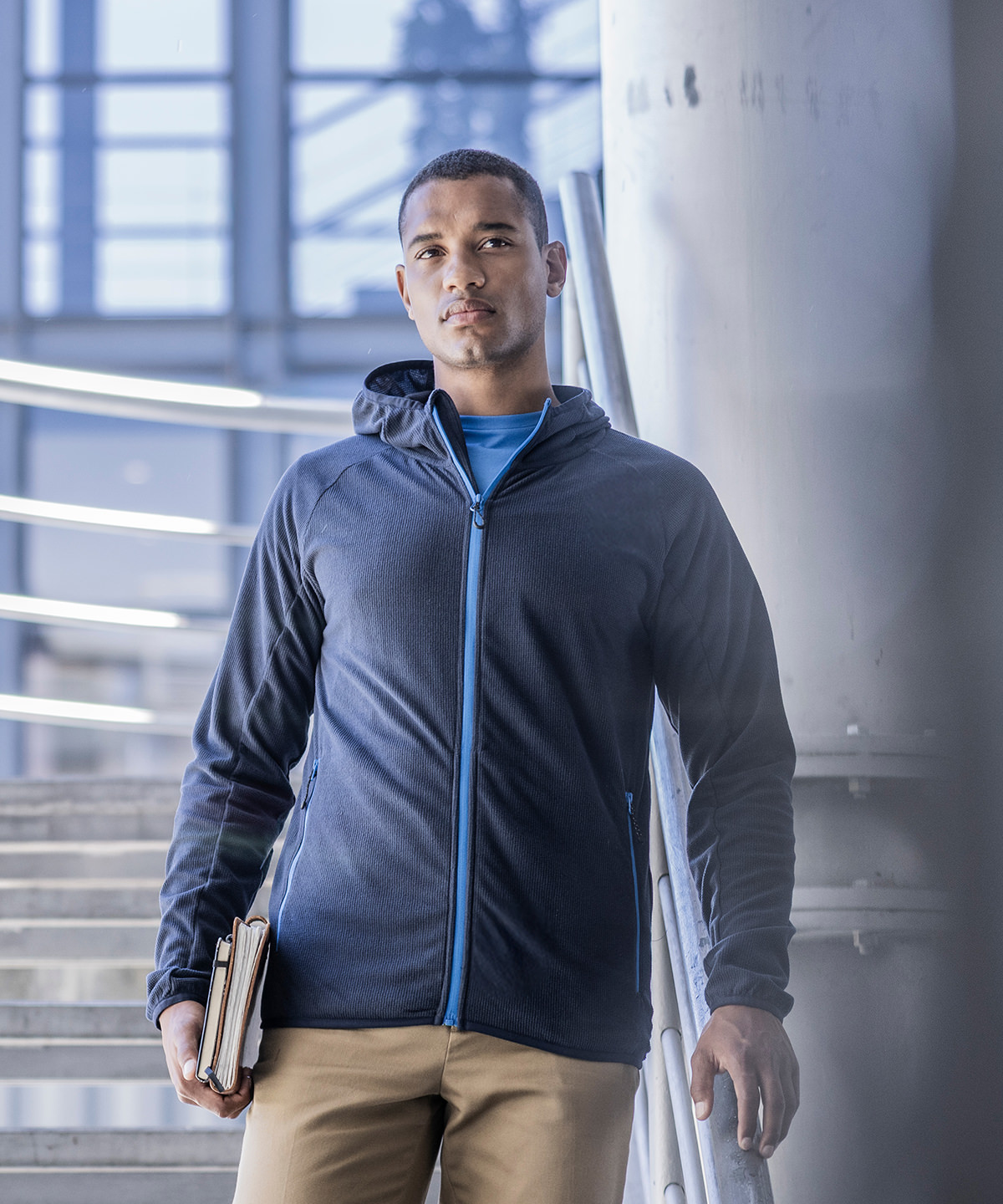 Navigate full zip-fleece in Black/Classic Red - North Print Workwear