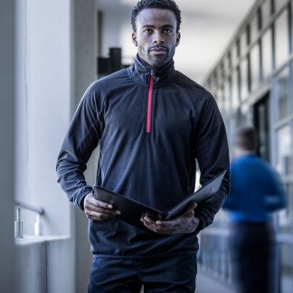 Navigate half-zip fleece in Black/Classic Red - North Print Workwear