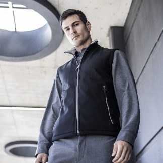 Ascender 2-layer softshell bodywarmer in Black/Mineral Grey - North Print Workwear