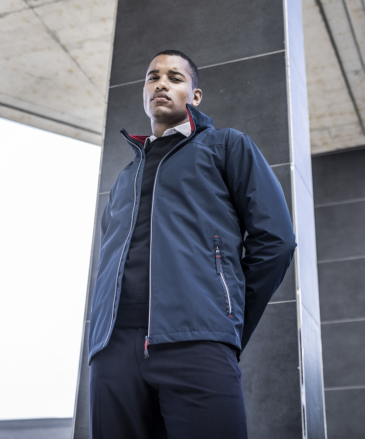 Ascender waterproof shell jacket in Black/Mineral Grey - North Print Workwear