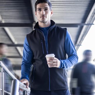 Navigate 2-layer softshell bodywarmer in Black/Classic Red - North Print Workwear