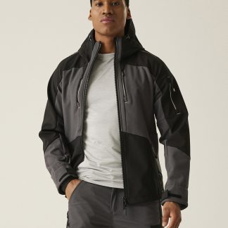 4-Tex stretch 3-layer softshell jacket in Slate Grey/Black - North Print Workwear