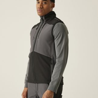 4-Tex stretch 3-layer softshell bodywarmer in Slate Grey/Black - North Print Workwear