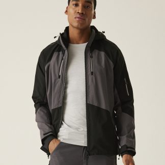 4-Tex stretch waterproof shell jacket in Slate Grey/Black - North Print Workwear