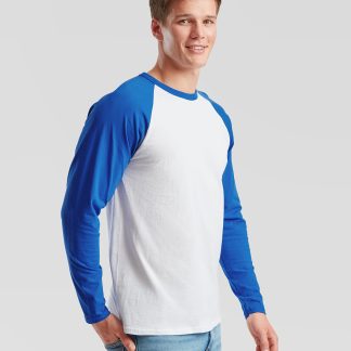 Long sleeve baseball T in Heather Grey/Deep Navy - North Print Workwear