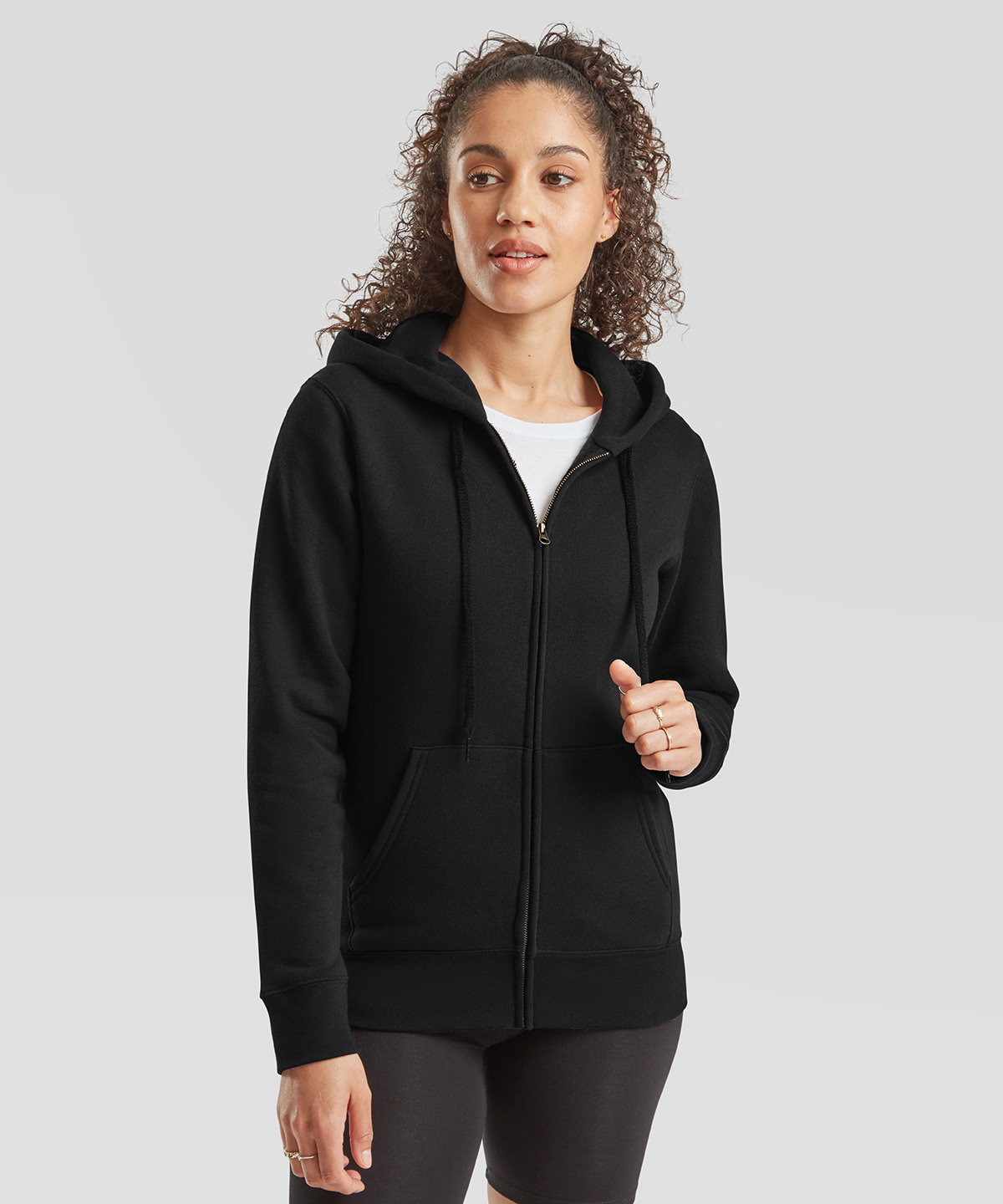 Women's premium 70/30 hooded sweatshirt jacket in Black - North Print Workwear
