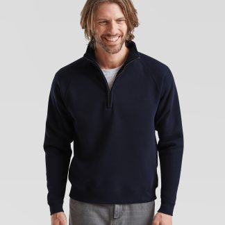 Premium 70/30 zip-neck sweatshirt in Black* - North Print Workwear