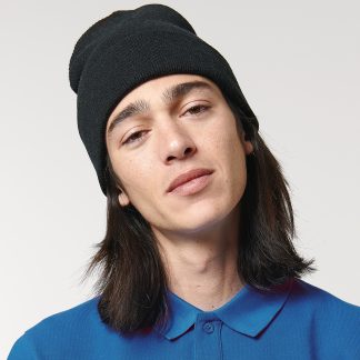 Rib beanie in unisex fit (STAU772) in Black - North Print Workwear
