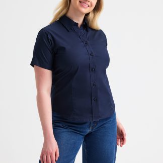 Ladies Pinpoint Oxford Half Sleeve Shirt