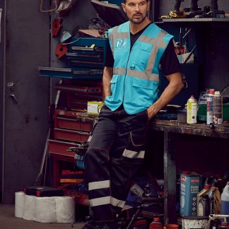 Multifunctional executive hi-vis waistcoat (HVW801) in Black* - North Print Workwear