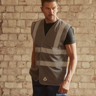 Top cool open mesh 2-band-and-braces waistcoat (HVW120) in Grey - North Print Workwear