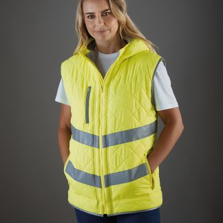 Hi-vis Kensington hooded gilet (HV007) in Navy - North Print Workwear