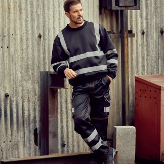 Hi-vis sweatshirt (HVJ510) in Black - North Print Workwear