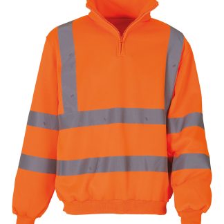 Hi-vis ¼ zip sweatshirt (HVK06) in Orange - North Print Workwear
