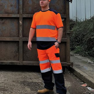 Hi-vis two-tone t-shirt (HVJ400) in Orange/Navy - North Print Workwear
