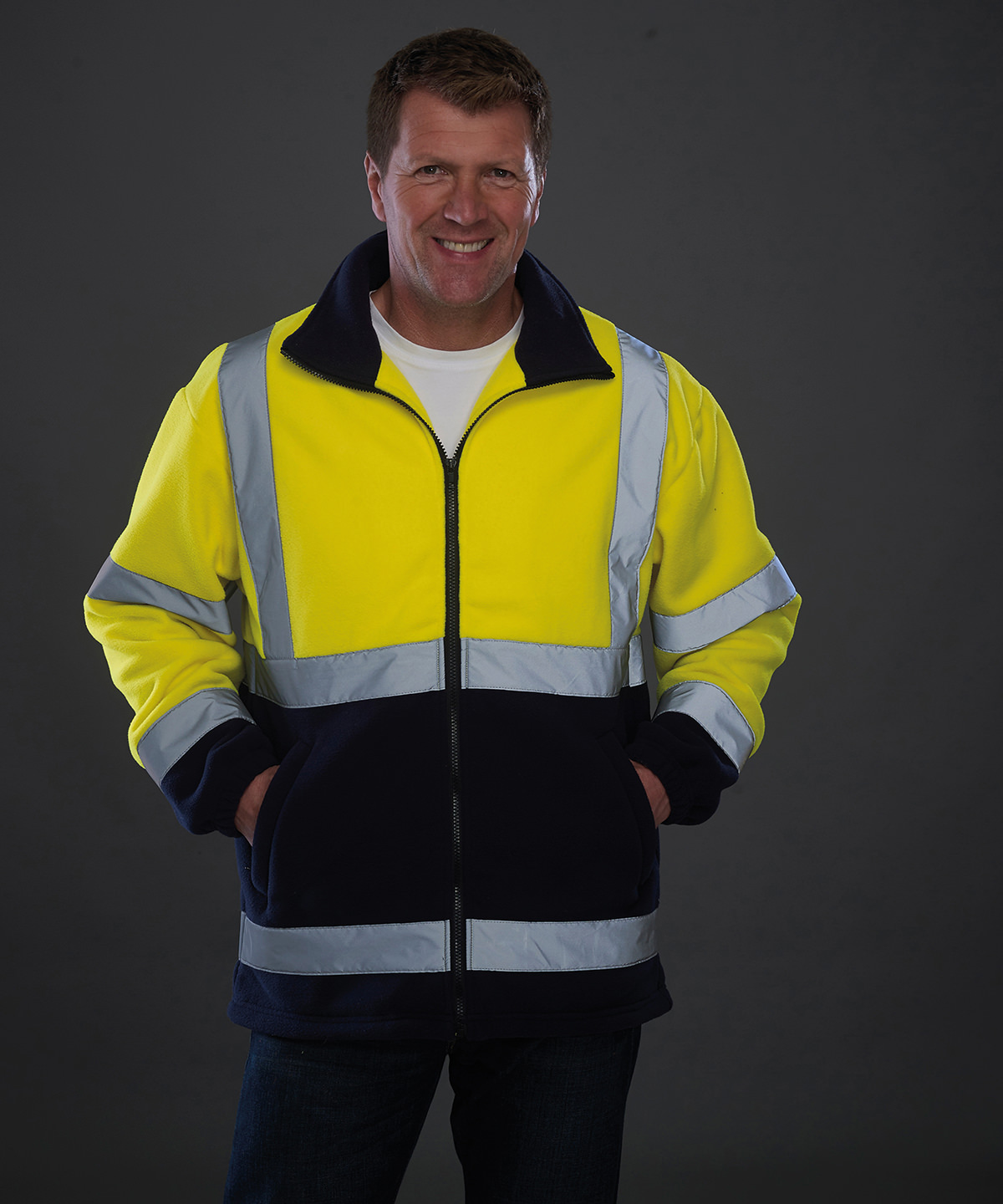 Hi-vis heavyweight fleece jacket (HVK08) in Orange - North Print Workwear