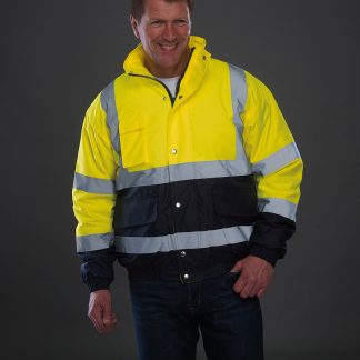 Hi-vis two-tone bomber jacket (HVP218) in Orange/Navy - North Print Workwear