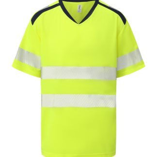 Hi-vis mandarin collar comfort trim t-shirt (HVJ430) in Hi-vis Orange - North Print Workwear