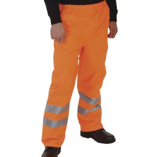 Hi-vis waterproof overtrousers (HVS462) in Orange - North Print Workwear