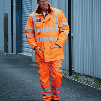 Hi-vis polycotton cargo trousers with kneepad pockets (HV018T/3M) in Orange - North Print Workwear